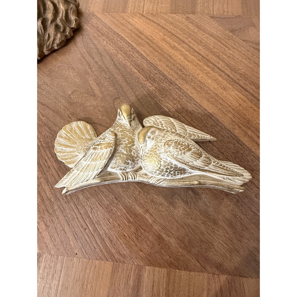 Vintage Gold Cream Bird Wall Hanging Plaque Syroco Style Mid Century Decor